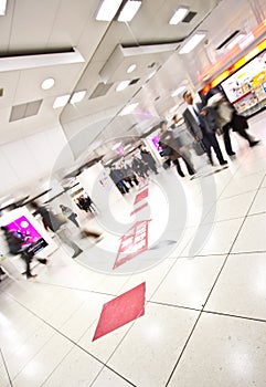 Subway station people in motion