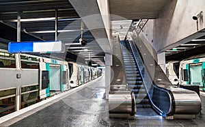 Subway station of RER Saint-Germain-en-Laye near Paris in France