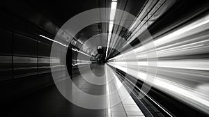 a subway station with a train coming in to the station