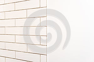 Subway tiles on shower wall photo