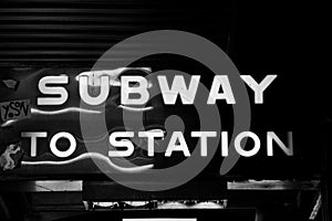 Subway to Station sign in Melbourne
