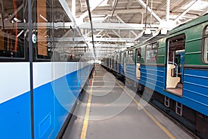 Subway train in depot