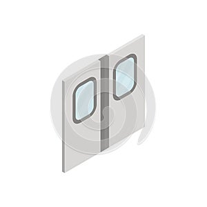 Subway train doors icon, isometric 3d style