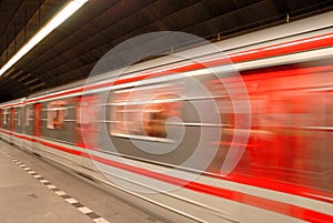 Subway train,motion blur
