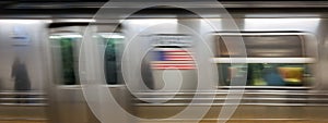 Subway train with motion blur - New York City