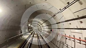 Subway Train Moving Forward. Singapore mrt subway