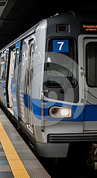 Subway Train at Station