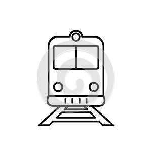 Subway, train or tram outline icon. Vector isolated transportation symbol