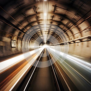 Subway tunnel with blurred light