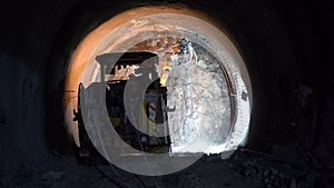 Subway tunnel excavation with New Austrian Tunneling Method with excavator