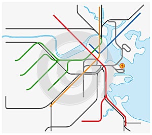 Subway vector map of Boston, Massachusetts, United States