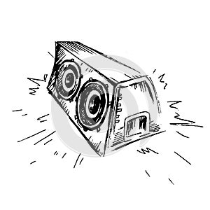 Subwoofer sketch icon. Simple illustration of subwoofer icon for web