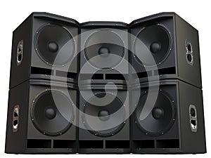 Subwoofer speakers wall stacked photo