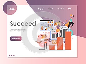 Succeed vector website landing page design template