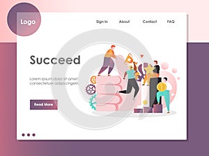Succeed vector website landing page design template