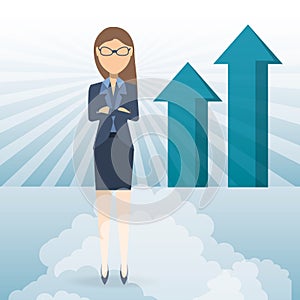 Succesful business woman showing business growing chart