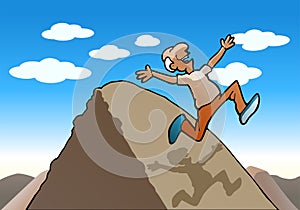 succesful running old man over the hill