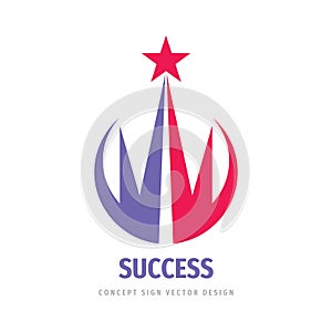 Success - abstract vector logo. Design elements with star sign. Development symbol. Growth and start-up concept illustration.