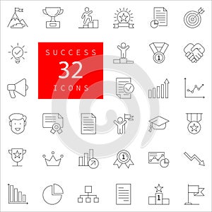 Success, awards, achievment elements - minimal thin line web icon set.