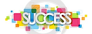 SUCCESS banner on colorful background