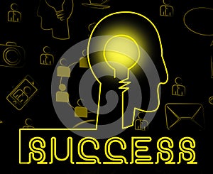 Success Brain Indicates Successful Progress And Winning