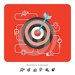 Success Business Concept Icons with Target Illustration