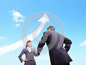 Success Business concept - woman and man handshake