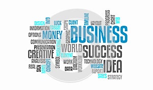 Success business idea marketing word cloud concept. Typography