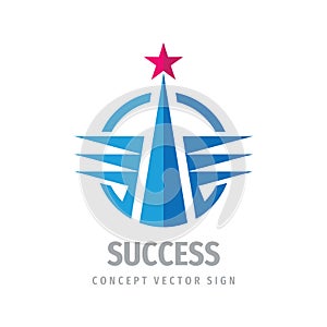 Success business logo template design. Progress creative abstract sign. Award winner insignia. Star vector icon. Development