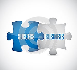 success and business puzzle pieces sign