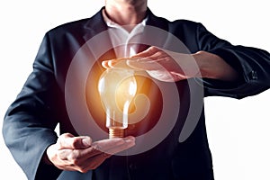 Success Businessman with lighting Concept