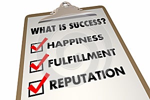 Success Checklist Happiness Fulfillment Words