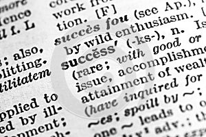 Success - Closeup macro of English word success