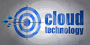 Cloud technology concept: target and Cloud Technology on wall background