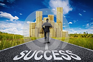 Success concept with businessman