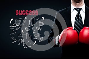 Success concept businessman boxer