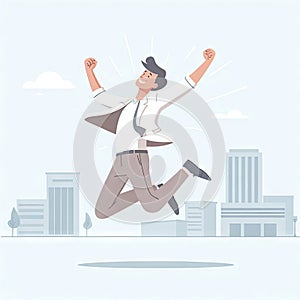 success concept. man jumping for joy 3d character. ai generative