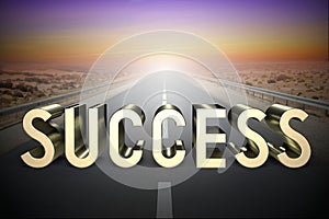 Success concept, road - 3D rendering