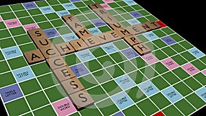 Success crossword on scrabble board