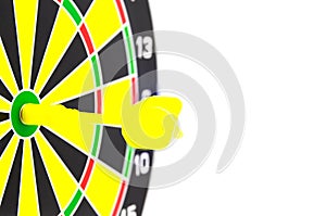 Success: dartboard and darts in bulls-eye