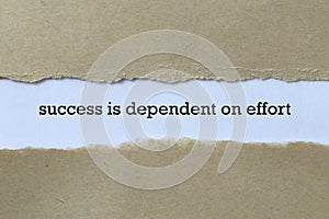 Success is dependent on effort on white paper