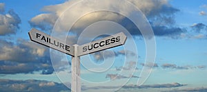 Success failure signs sign signpost compass direction arrows information public business future