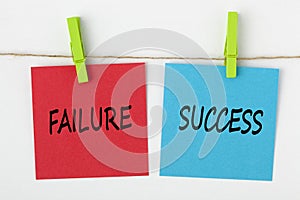 Success or failure written on note concept