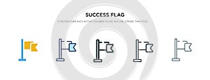 Success flag icon in different style vector illustration. two colored and black success flag vector icons designed in filled,