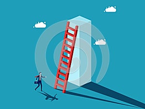 success flag at the top of the ladder. Business concept of success. vector