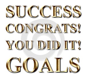 Success Goals Congrats Gold Text