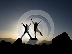 Success and happiness of reaching the summit