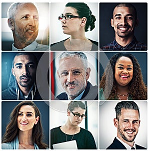 Success has many different faces. Composite portrait of a group of diverse businesspeople.