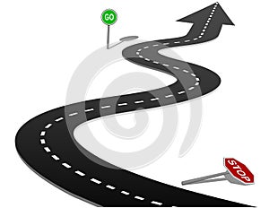 Éxito carretera curva ir progreso 