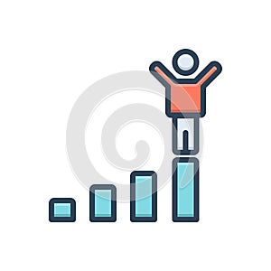 Color illustration icon for success, conquer and vanquish photo